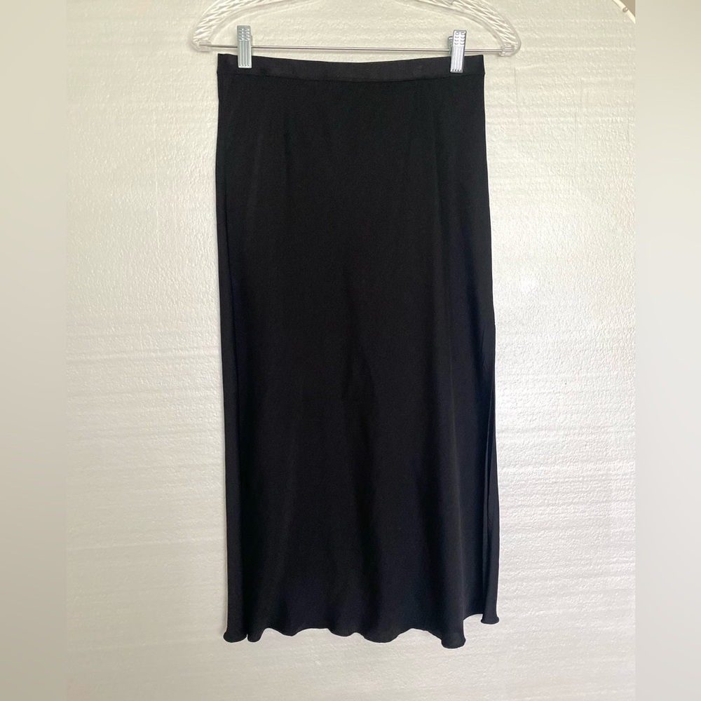 Free People Satin Slip Midi Skirt Black size M